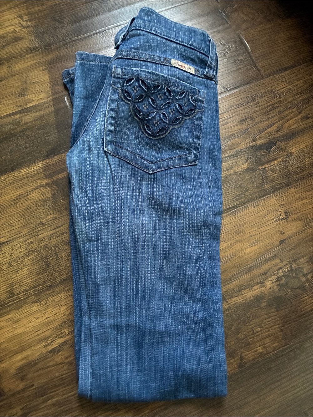 Frankie B. Straight Leg Embroidered Pocket Jeans - Blue